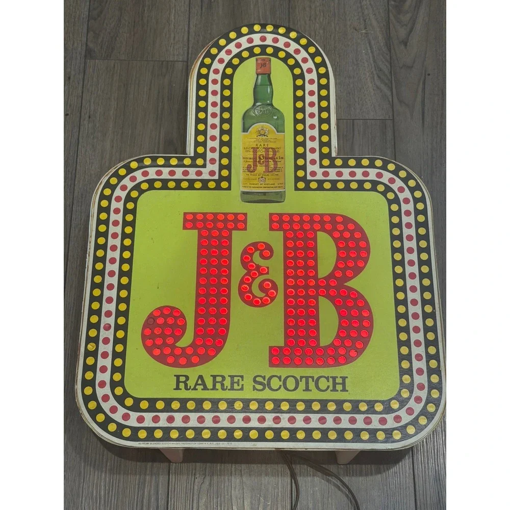 Vintage J&B Rare Scotch Whisky Light Up Sign Chasing Marquee Bar Light